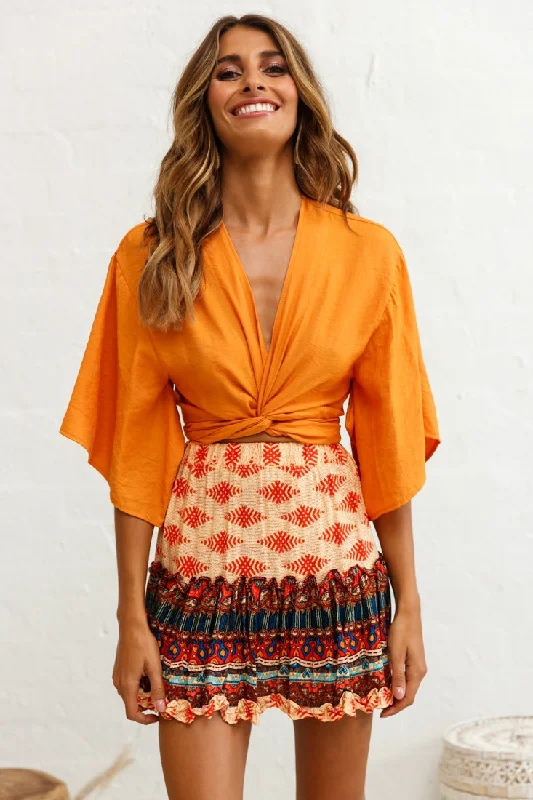 Find your perfect fit with stylish women’s clothing   Rivera Deep V Waist Tie Top Tan
