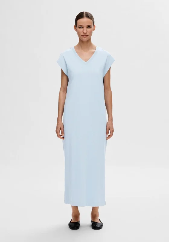 Elegant and comfortable women’s fashion wear Selected Femme V Neck Jersey Maxi Dress, Cashmere Blue Elegant and comfortable women’s fashion wear Selected Femme V Neck Jersey Maxi Dress, Cashmere Blue