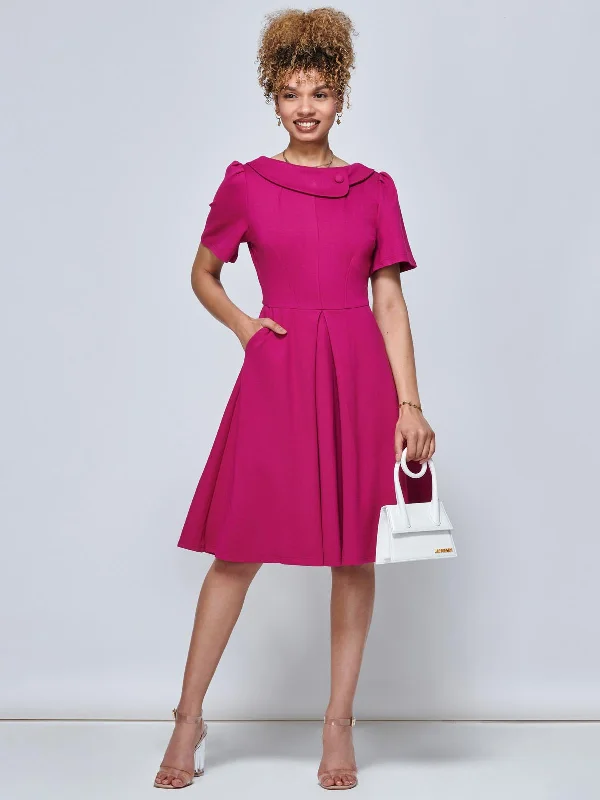 Women’s clothing to inspire confidence and beauty Sophia Button Collar Dress, Hot Pink Women’s clothing to inspire confidence and beauty Sophia Button Collar Dress, Hot Pink