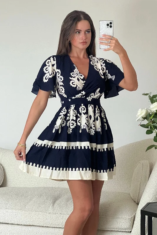 Refresh your wardrobe with stylish women’s outfits   Suzanne Blue Boarder Mini Dress