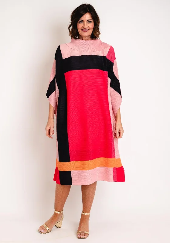 Iconic women’s outfits that never go out of style   Thanny Pleated Colour Block Midi One Size Dress, Pink