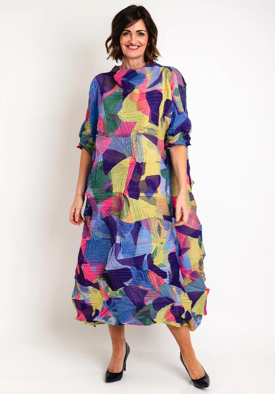 Statement pieces for the confident woman   Thanny Pleated Patchwork One Size Dress, Multi-Coloured