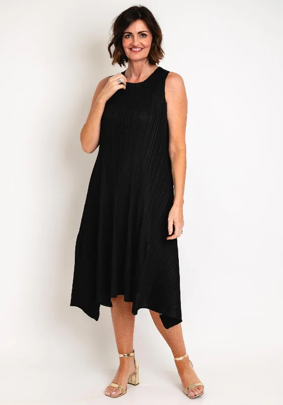 Modern fashion pieces designed for all women   Thanny Pleated Hankerchief Hem Dress, Black