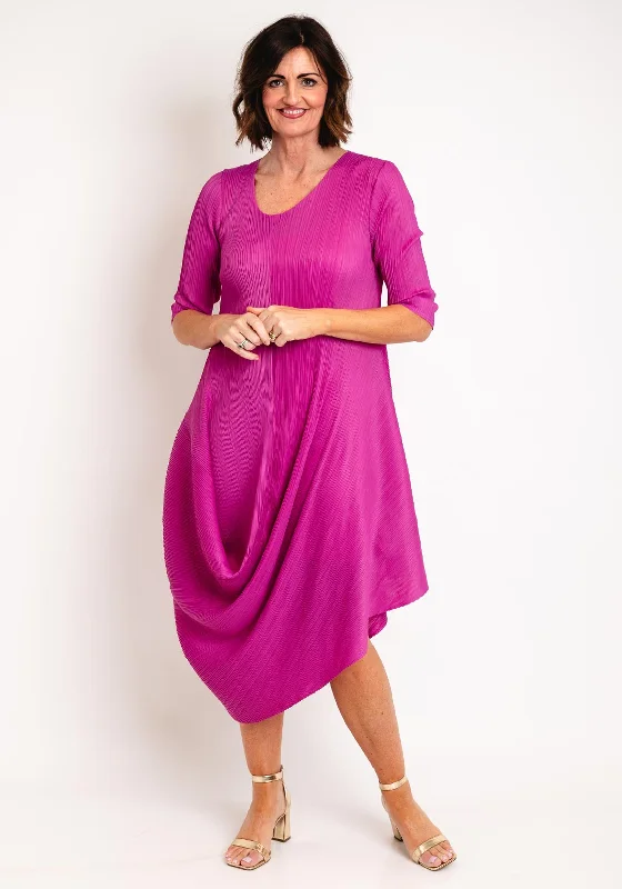 Stylish women’s clothing designed for comfort   Thanny Pleated Drape Hem Dress, Purple