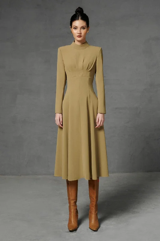 Modern fashion pieces designed for all women   Tullia A-line Turtle Neck Twill Dress