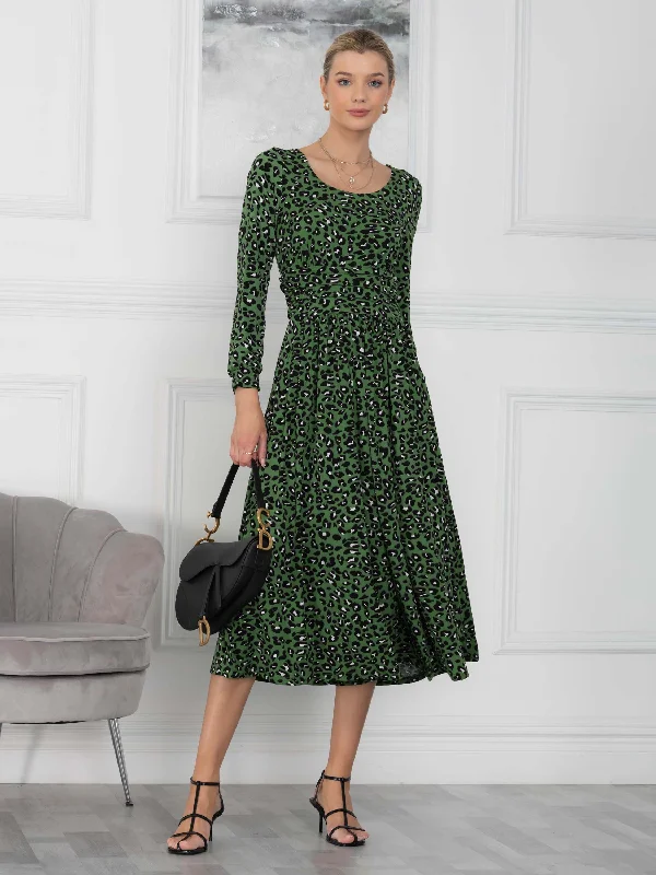 Stylish plus-size clothing for women   Veeksha Animal Print Dress, Green Animal