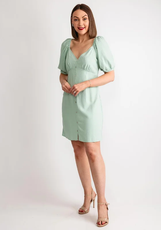 Feminine silhouettes for the modern woman Vero Moda Mymilo Linen Blend Button Mini Dress, Silt Green Feminine silhouettes for the modern woman Vero Moda Mymilo Linen Blend Button Mini Dress, Silt Green