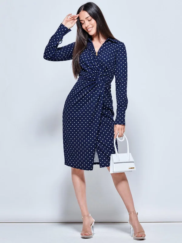 Essential women’s clothing for every season Wrap Front Buckle Detail Shirt Dress, Navy Polka Dot Essential women’s clothing for every season Wrap Front Buckle Detail Shirt Dress, Navy Polka Dot