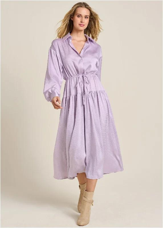 Fashion-forward styles that make a statement   Long Sleeve Shirt Dress - Light Purple