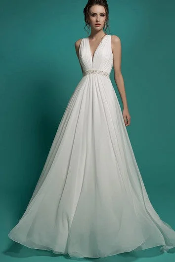 Affordable stylish women’s fashion collection A-Line Floor-Length V-Neck Sleeveless Empire Illusion Chiffon Dress With Beading And Ruching Affordable stylish women’s fashion collection A-Line Floor-Length V-Neck Sleeveless Empire Illusion Chiffon Dress With Beading And Ruching