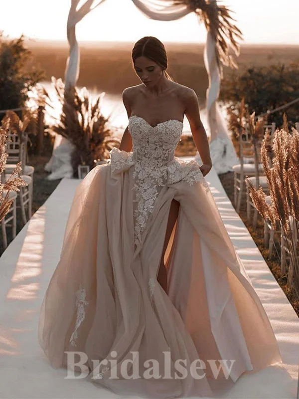 Fashion-forward women’s clothing on a budget A-line New Popular Elegant Strapless Slit Vintage Dream Beach Long Wedding Dresses, Bridal Gown WD473 Fashion-forward women’s clothing on a budget A-line New Popular Elegant Strapless Slit Vintage Dream Beach Long Wedding Dresses, Bridal Gown WD473