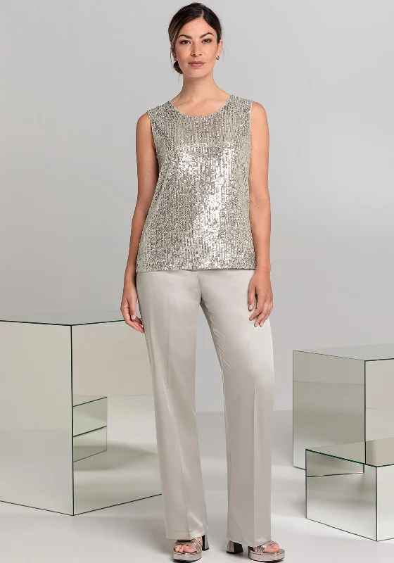 Affordable stylish women’s fashion collection Bianca Satin Feel Straight Leg Trousers, Stone Affordable stylish women’s fashion collection Bianca Satin Feel Straight Leg Trousers, Stone