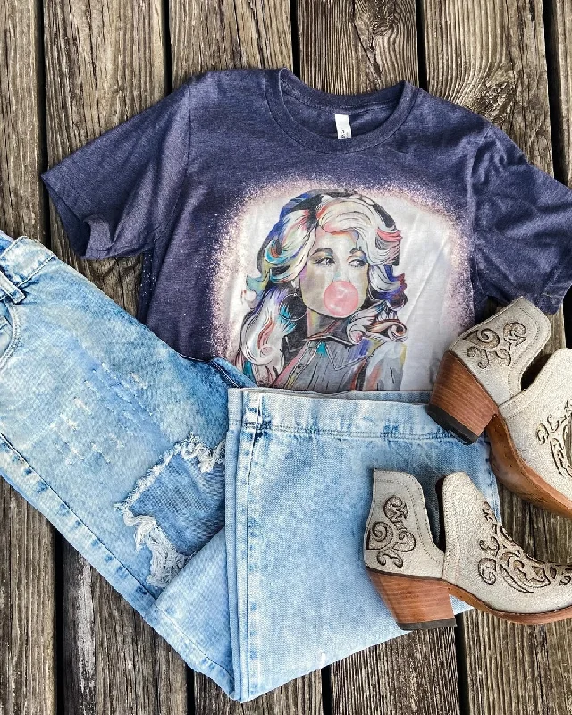 Chic, modern looks for the stylish woman   Bubble Gum Dolly Bleached Tee In Navy