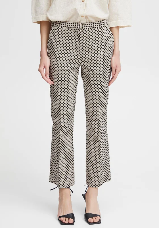 Trendy women’s clothing with a modern twist B.Young Decka Straight Leg Cropped Print Trousers, Humus Mix Trendy women’s clothing with a modern twist B.Young Decka Straight Leg Cropped Print Trousers, Humus Mix