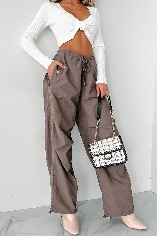 Affordable stylish women’s fashion collection Confidence For Days Nylon Parachute Pants (Brown) Affordable stylish women’s fashion collection Confidence For Days Nylon Parachute Pants (Brown)