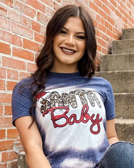 Essential women’s clothing for every season   Santa Baby Bleached In Navy Tee