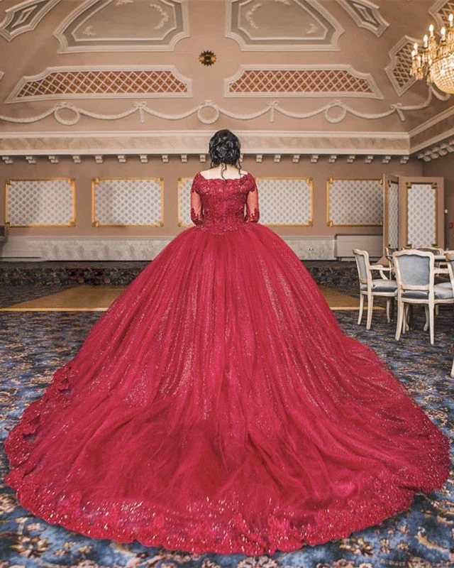 Latest fashion trends for modern women   Elegant Ball Gown Quinceanera Dresses Lace Long Sleeves