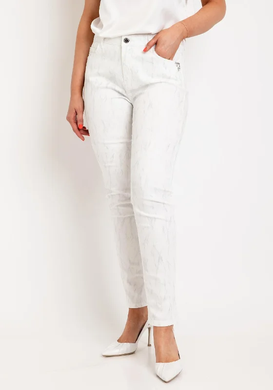 Everyday essentials for a stylish wardrobe Eva Kayan Metallic Print Skinny Trousers, White Everyday essentials for a stylish wardrobe Eva Kayan Metallic Print Skinny Trousers, White