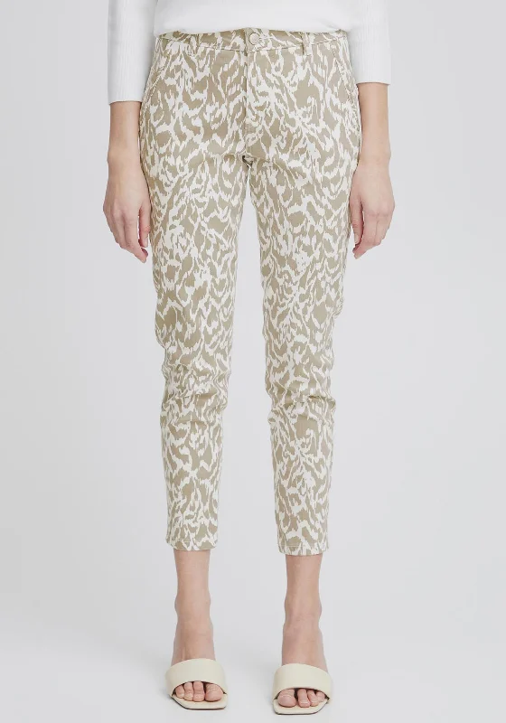 Chic and comfortable clothing for busy women Fransa Tessa Slim Leg Print Trousers, Sand Chic and comfortable clothing for busy women Fransa Tessa Slim Leg Print Trousers, Sand