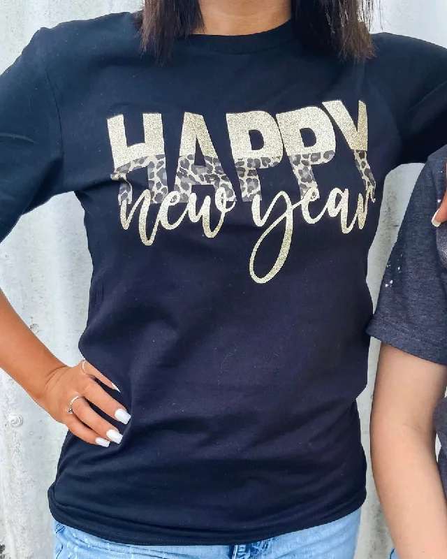 Designer-inspired women’s fashion at affordable prices Happy New Year Gold/Leopard Tee Designer-inspired women’s fashion at affordable prices Happy New Year Gold/Leopard Tee