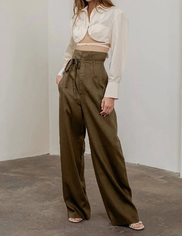 Latest fashion trends for modern women   High Rise Waist Tie Wide Leg Pants In Mocha