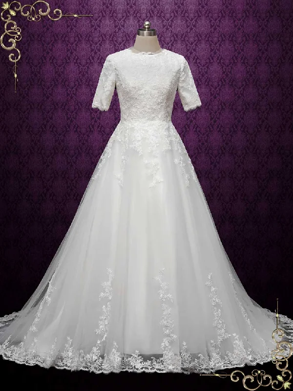 Elegant and comfortable women’s fashion wear Lace Modest Wedding Dress with Sleeves BETTINA Elegant and comfortable women’s fashion wear Lace Modest Wedding Dress with Sleeves BETTINA