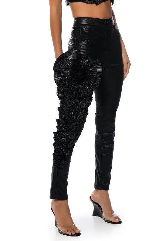 Women’s fashion that reflects your personality LOTUS FLOWER BOMB FAUX LEATHER FLARE PANT Women’s fashion that reflects your personality LOTUS FLOWER BOMB FAUX LEATHER FLARE PANT