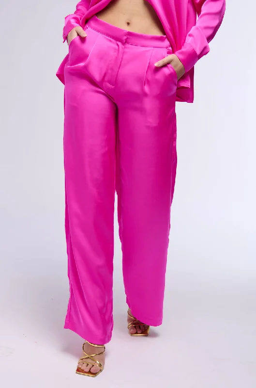 Comfortable yet fashionable women’s wear OPEN TO WHATEVER WIDE LEG SATIN TROUSER IN PINK Comfortable yet fashionable women’s wear OPEN TO WHATEVER WIDE LEG SATIN TROUSER IN PINK
