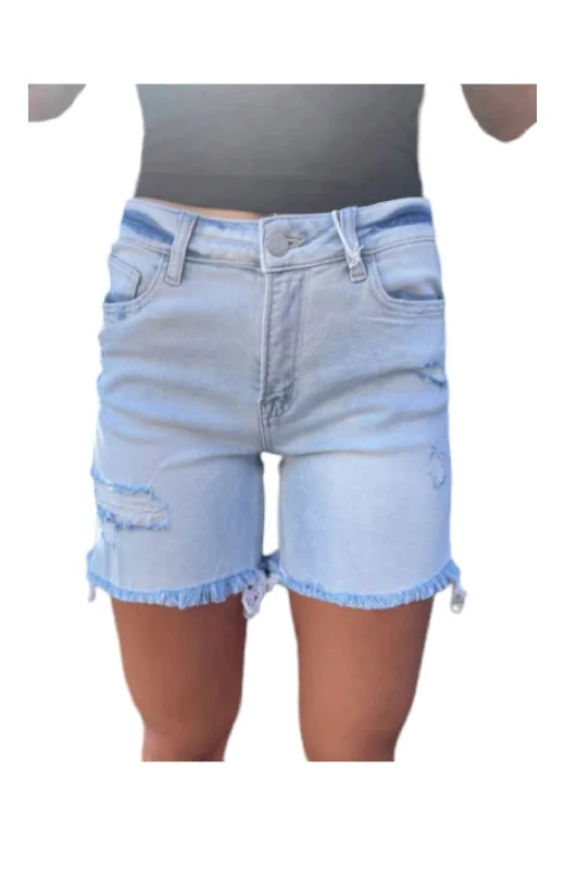 Designer-inspired women’s fashion at affordable prices Poe Mid Rise Vintage Midi Shorts In Blue Designer-inspired women’s fashion at affordable prices Poe Mid Rise Vintage Midi Shorts In Blue