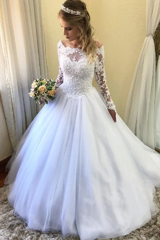 Sporty-chic women’s apparel for active lifestyles Princess Long Sleeves Lace-Up Back White Wedding Dress with Lace Sporty-chic women’s apparel for active lifestyles Princess Long Sleeves Lace-Up Back White Wedding Dress with Lace