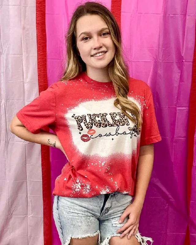 High-fashion styles at affordable prices   Pucker Up Cowboy Bleached Tee