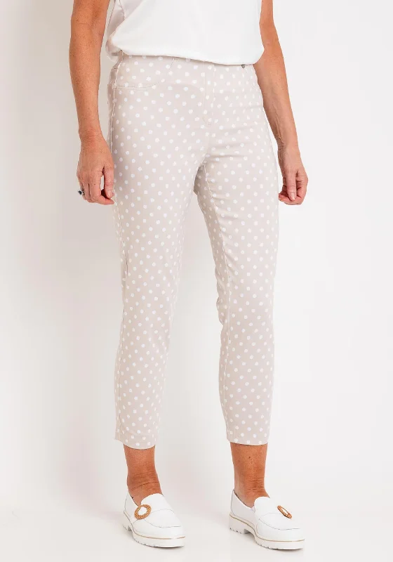 Elevate your style with fashionable women’s clothing Robell Bella 09 Polka Dot Slim Cropped Trousers, Beige Elevate your style with fashionable women’s clothing Robell Bella 09 Polka Dot Slim Cropped Trousers, Beige