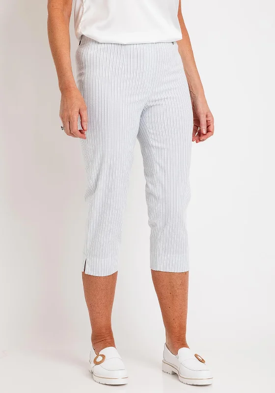 Comfortable yet fashionable women’s wear Robell Marie 07 Striped Cropped Trousers, Light Blue Comfortable yet fashionable women’s wear Robell Marie 07 Striped Cropped Trousers, Light Blue