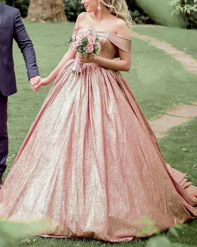 Fashion pieces that complement every woman’s style Rose Gold Wedding Dress Princess Sequins Ball Gown Off Shoulder Fashion pieces that complement every woman’s style Rose Gold Wedding Dress Princess Sequins Ball Gown Off Shoulder
