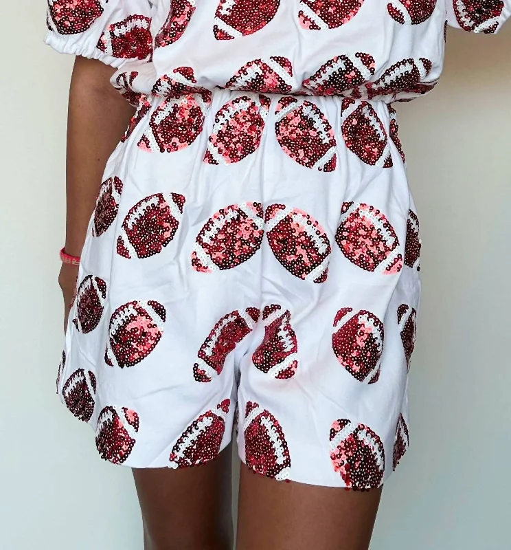 Bold, confident, and stylish women’s clothing   Sequin Football Short In Red/white