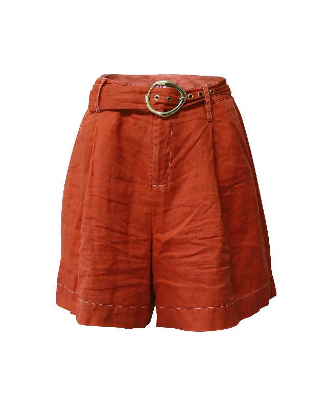 Stylish and comfortable outfits for women Staud Helios Belted Shorts in Orange Linen Stylish and comfortable outfits for women Staud Helios Belted Shorts in Orange Linen