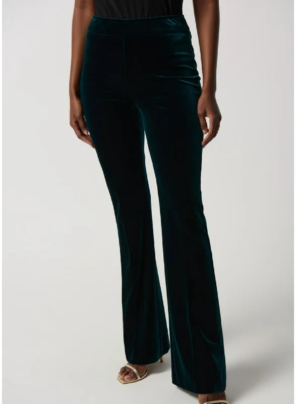 Sleek and sophisticated fashion for modern women   Velvet Flared Pull-On Pants 234289 In Dark Green