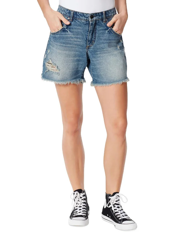 Versatile fashion options for every occasion   Womens Frayed Hem Midi Cutoff Shorts