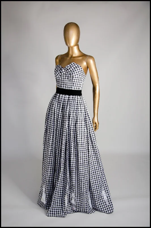 Fashionable women’s clothing that makes you shine   Gingham - Black and White Cotton Ballgown Dress - S