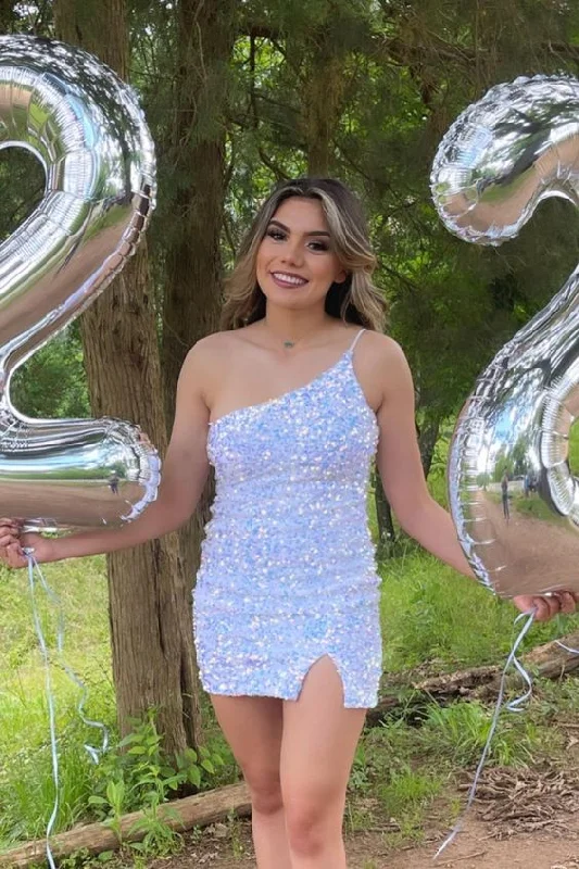 Casual outfits that elevate your style   One Shoulder Tight Homecoming Dress       cg23729