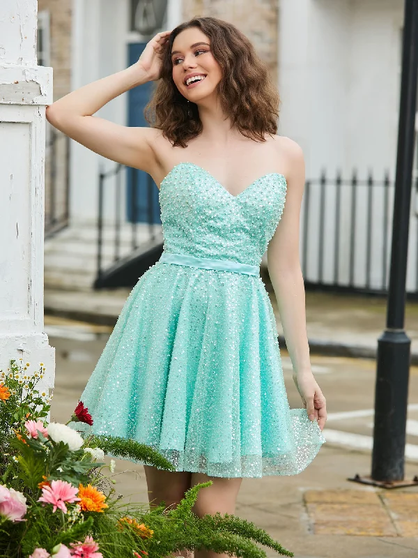Get noticed with eye-catching women’s fashion   Sweetheart Sequins Beaded Adorned Cocktail Dress Spa