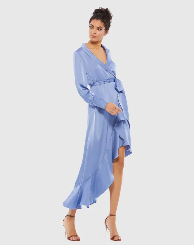 Effortlessly chic fashion for today’s woman   Long Sleeve Faux Wrap Midi Dress