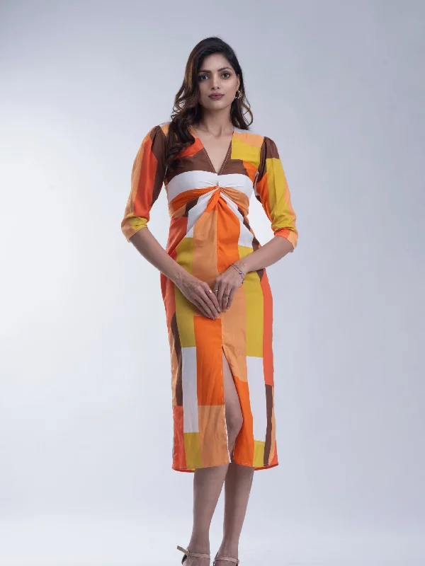 Trendy women’s clothing that suits every taste   Multicolor Premium Printed satin dress
