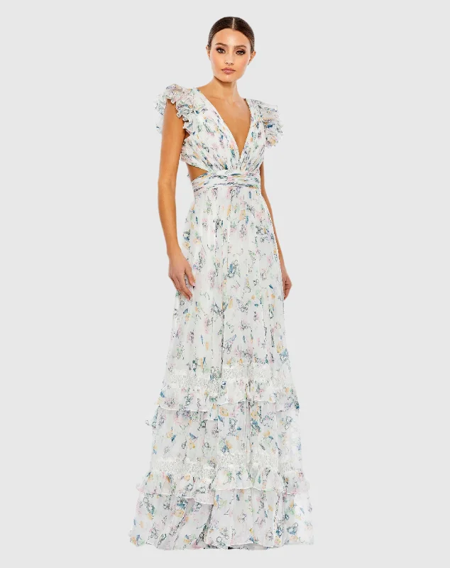 Women’s fashion that reflects your personality   Ruffled Cut Out Flowy Maxi Dress