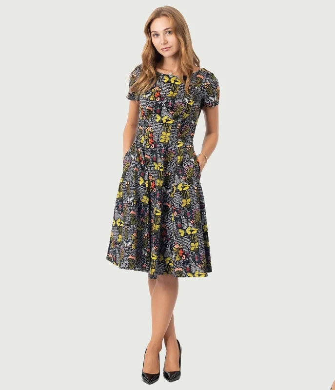 Essential women’s clothing for every season   Black & Botanical Butterfly Print Swing Dress