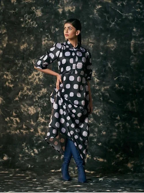 Uncover unique pieces for your perfect wardrobe   Black Polka Women's Evening long dress