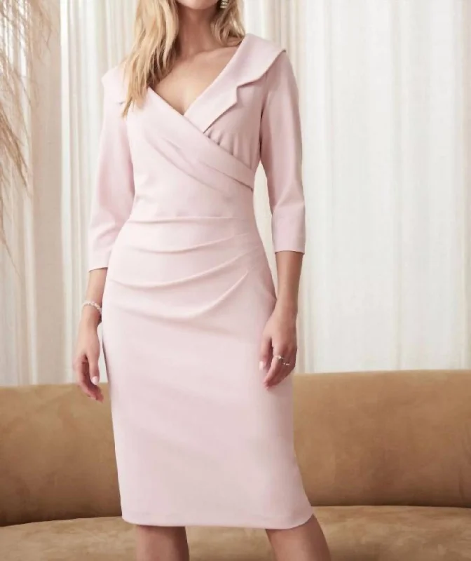 Refresh your closet with chic and comfy styles   Blazer Style Ruched Dress In Blush Pink