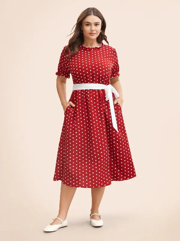 Modern fashion pieces designed for all women   Bow Polka Dot Midi Dress