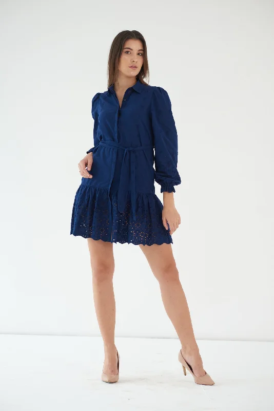 Fashionable women’s clothing that makes you shine   100% Pure Cotton Women's Blue cotton shirt dress