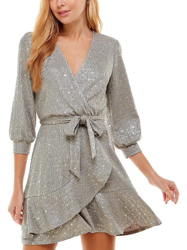 Everyday essentials for a stylish wardrobe   Juniors Womens Ruffled Mini Cocktail and Party Dress